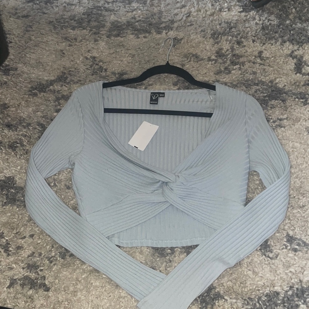 Light blue crossup crop top